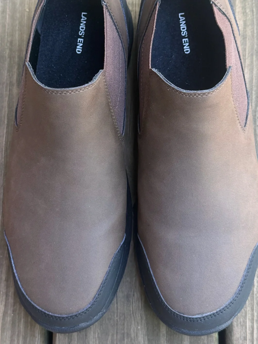 Lands' End Men's Brown All Weather Slip On Shoes Size 10.5 NWOT